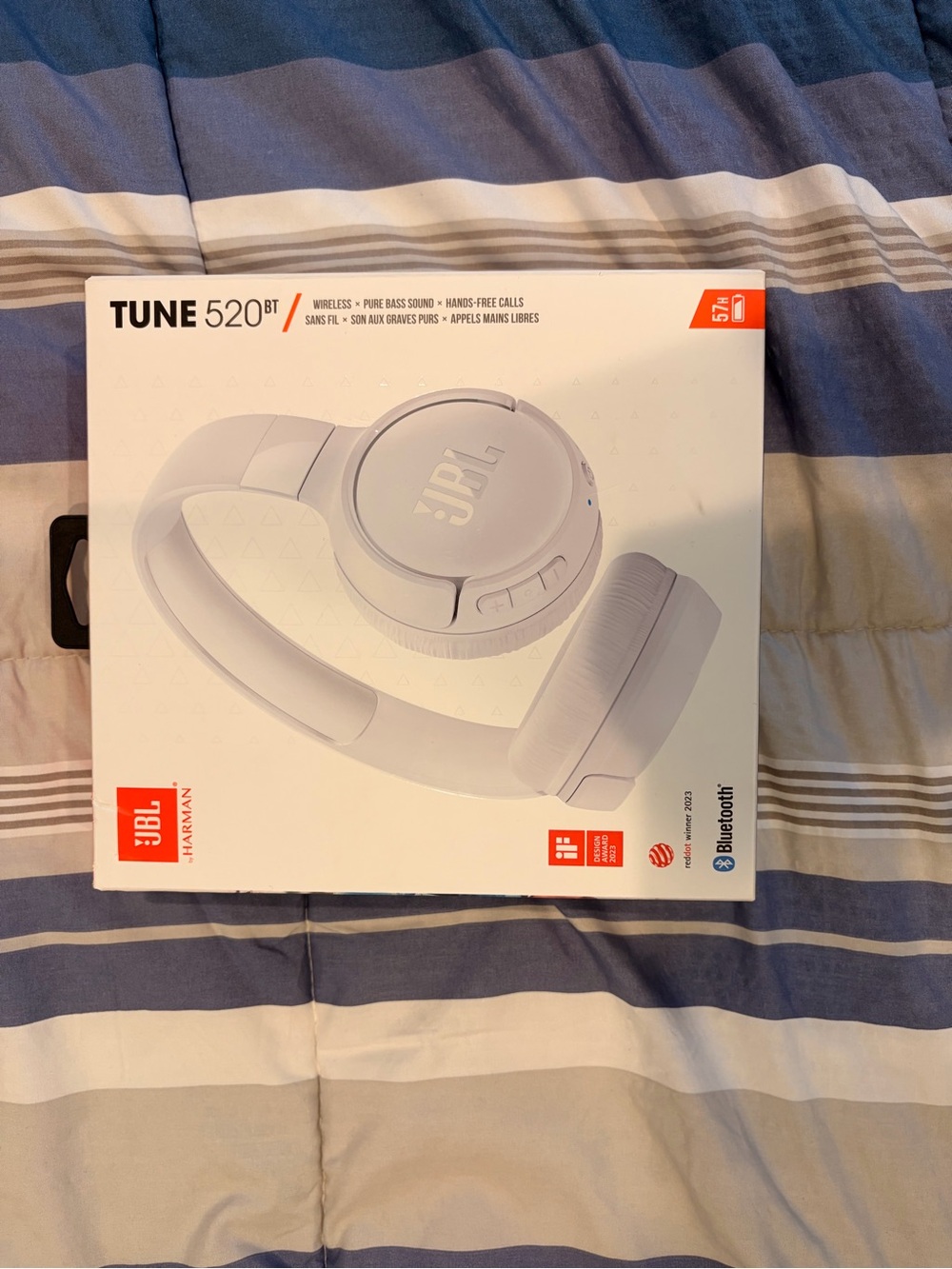 JBL White On-Ear Tune 520BT Wireless Headphones